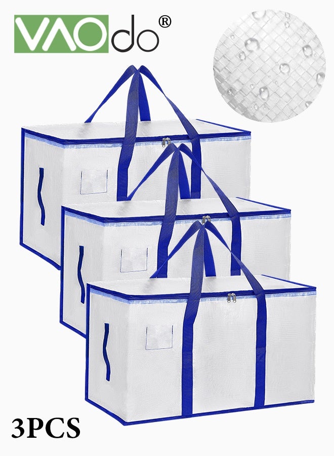 VAOdo 3PCS Storage and Moving Bags, Foldable Water-Resistant Storage Bags with Zipper, Reusable Grocery Bags Best Moving Boxes, Alternative for Dormitory Home Moving Cargo Carrying Miscellaneous Storage 69*38*40CM - Image 1