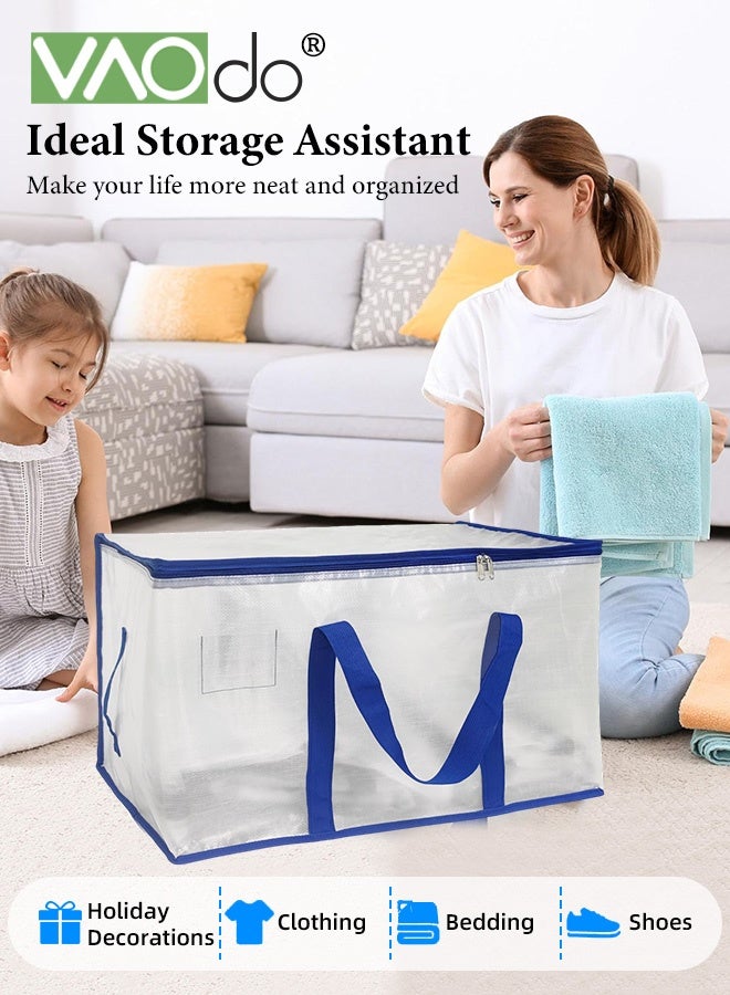 VAOdo 3PCS Storage and Moving Bags, Foldable Water-Resistant Storage Bags with Zipper, Reusable Grocery Bags Best Moving Boxes, Alternative for Dormitory Home Moving Cargo Carrying Miscellaneous Storage 69*38*40CM - Image 2