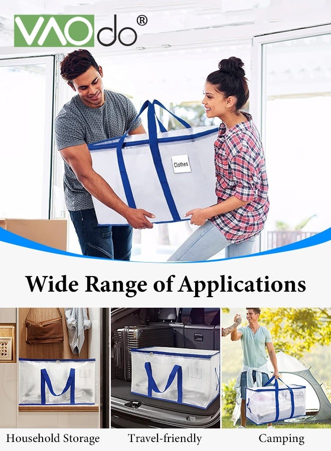 VAOdo 3PCS Storage and Moving Bags, Foldable Water-Resistant Storage Bags with Zipper, Reusable Grocery Bags Best Moving Boxes, Alternative for Dormitory Home Moving Cargo Carrying Miscellaneous Storage 69*38*40CM - Image 5