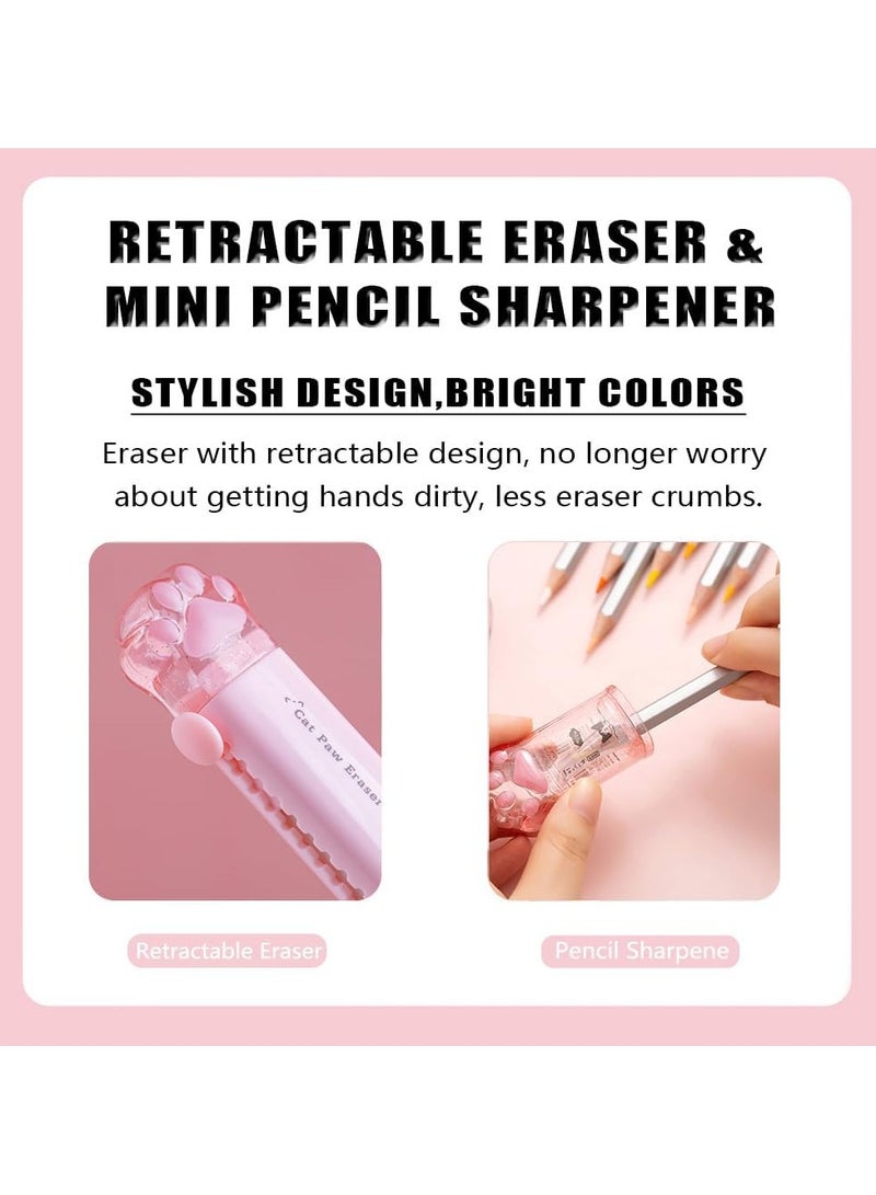 Cute school supplies, cute stationery, stationery kids gifts including pencil sharpener, eraser, correction tape, ruler, mini scissors, hobby knife, office school supplies - Image 5