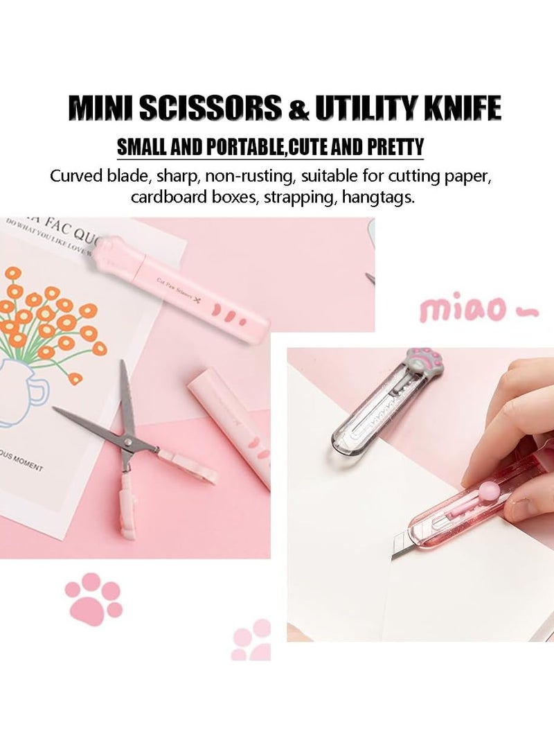 Cute school supplies, cute stationery, stationery kids gifts including pencil sharpener, eraser, correction tape, ruler, mini scissors, hobby knife, office school supplies - Image 4