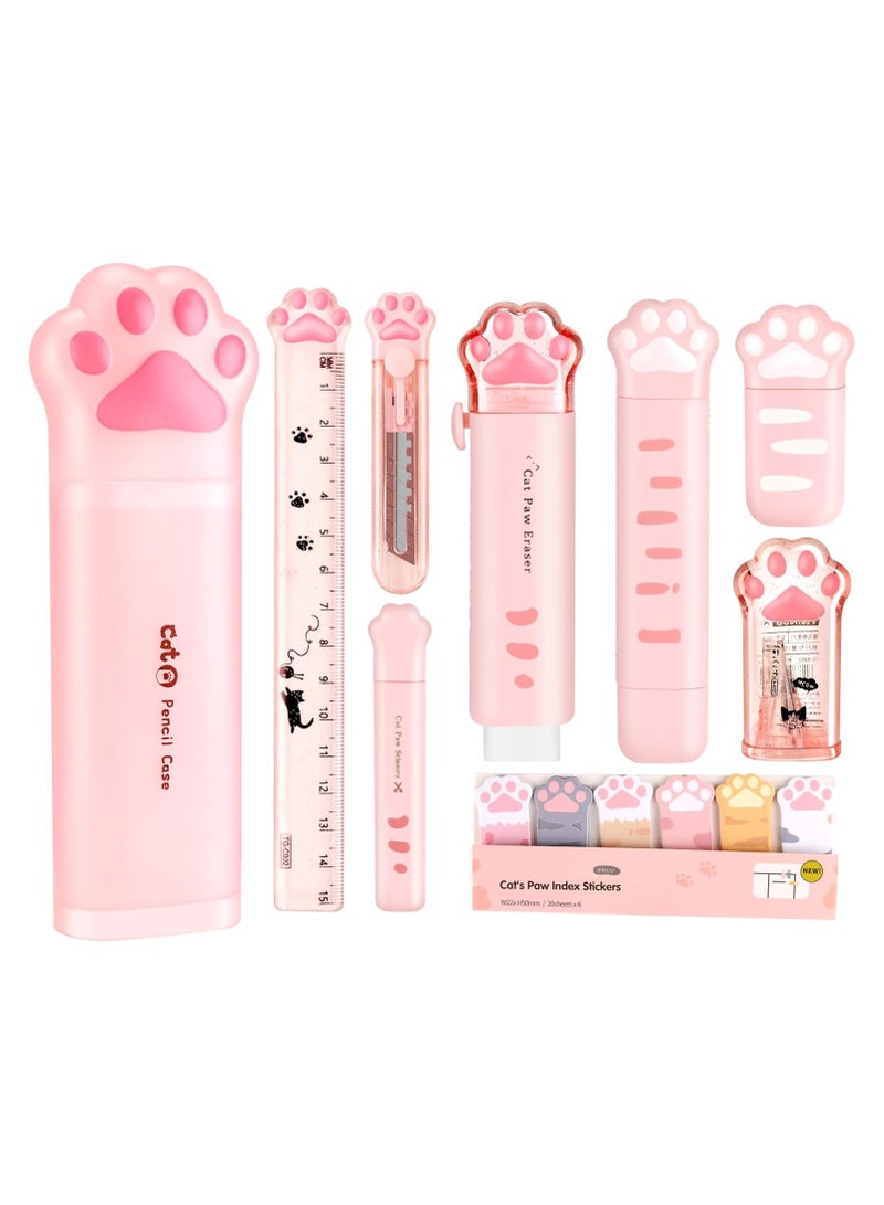 Cute school supplies, cute stationery, stationery kids gifts including pencil sharpener, eraser, correction tape, ruler, mini scissors, hobby knife, office school supplies - Image 1