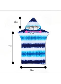Generic Microfiber Beach Towel, Hooded Towel For Adult, Super Soft Hooded Towels, Quick Dry Stripe Towel Poncho For Surfing Beach Swimming Wearable Bath Towels (75*110cm, Blue)  - Image 2