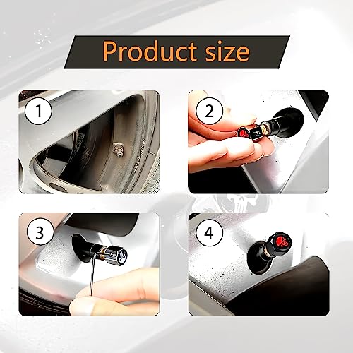 ZKFAR Pack-4 Skull Car Wheel Tire Valve Stem Caps, Anti-Theft Tire Air Valve Caps, Airtight Dust Proof Covers (Black) - Image 4