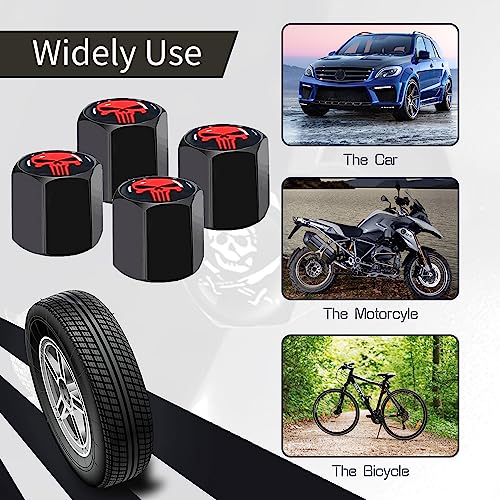 ZKFAR Pack-4 Skull Car Wheel Tire Valve Stem Caps, Anti-Theft Tire Air Valve Caps, Airtight Dust Proof Covers (Black) - Image 3