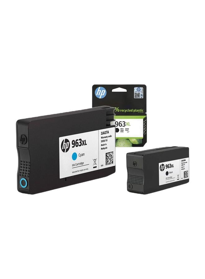 HP 963XL High Yield Original Ink Cartridge 3JA27AE Cyan & 963XL Original Ink Cartridge 3JA30AE Black Bundle - Image 1