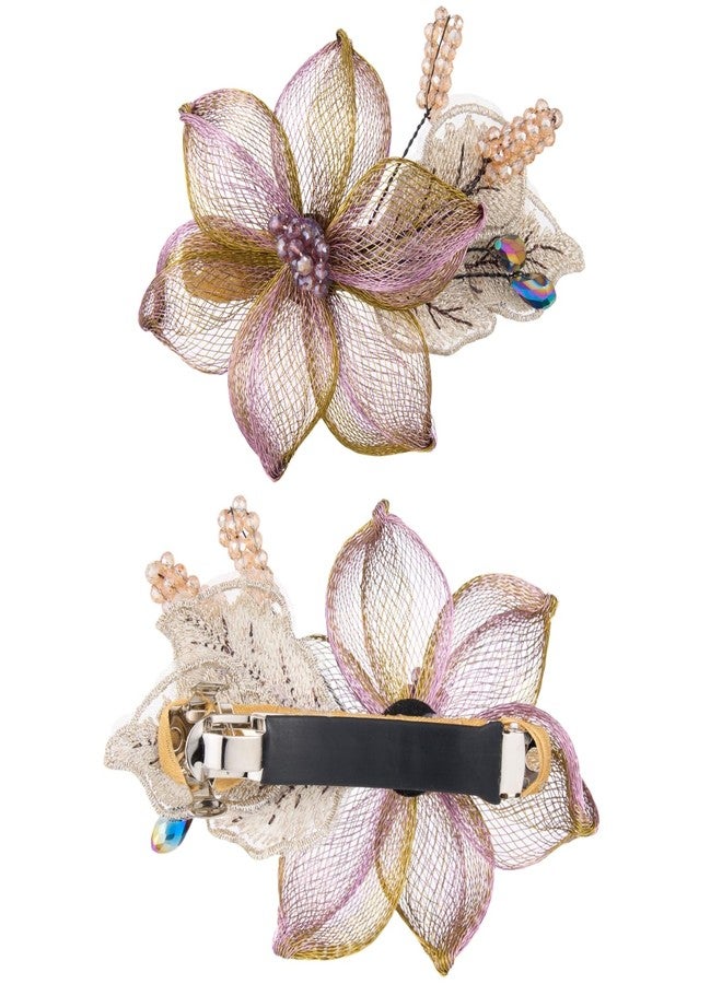 Sinide Womens Hair Barrettes Copper Wire Bride Hair Clips Butterfly Wedding Head Piece Flower Hair Jaw Clamp Hairpin Crystal Hair Accessories for Women and Ladies (2 Pack) - Image 5