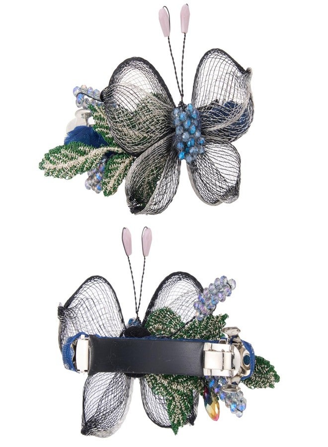 Sinide Womens Hair Barrettes Copper Wire Bride Hair Clips Butterfly Wedding Head Piece Flower Hair Jaw Clamp Hairpin Crystal Hair Accessories for Women and Ladies (2 Pack) - Image 4