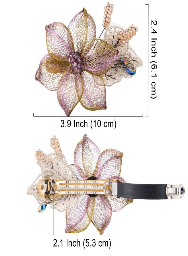 Sinide Womens Hair Barrettes Copper Wire Bride Hair Clips Butterfly Wedding Head Piece Flower Hair Jaw Clamp Hairpin Crystal Hair Accessories for Women and Ladies (2 Pack) - Image 3