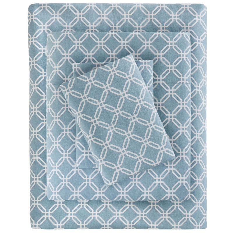 Sleep Philosophy True North by Sleep Philosophy Cozy Flannel Warm 100 Cotton Sheet  Novelty Print Animals Stars Cute Ultra Soft Cold Weather Bedding Set Full Blue Geo 4 Piece 