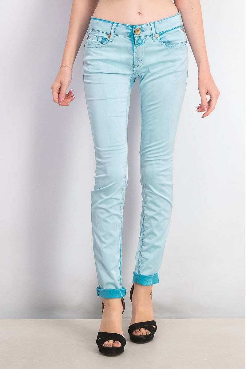 Replay Women Skinny Five Pocket Pants, Turquoise - Image 1
