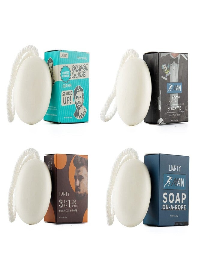 LIARTY 4pcs Soap on a Rope, Natural Bar Soap for Men, Bath Soaps Bulk for Face, Hand, Body Care, Easy to Hang, Shower, Home, Travel, Each 7.05 Oz - Image 1