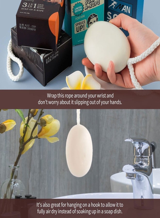 LIARTY 4pcs Soap on a Rope, Natural Bar Soap for Men, Bath Soaps Bulk for Face, Hand, Body Care, Easy to Hang, Shower, Home, Travel, Each 7.05 Oz - Image 3