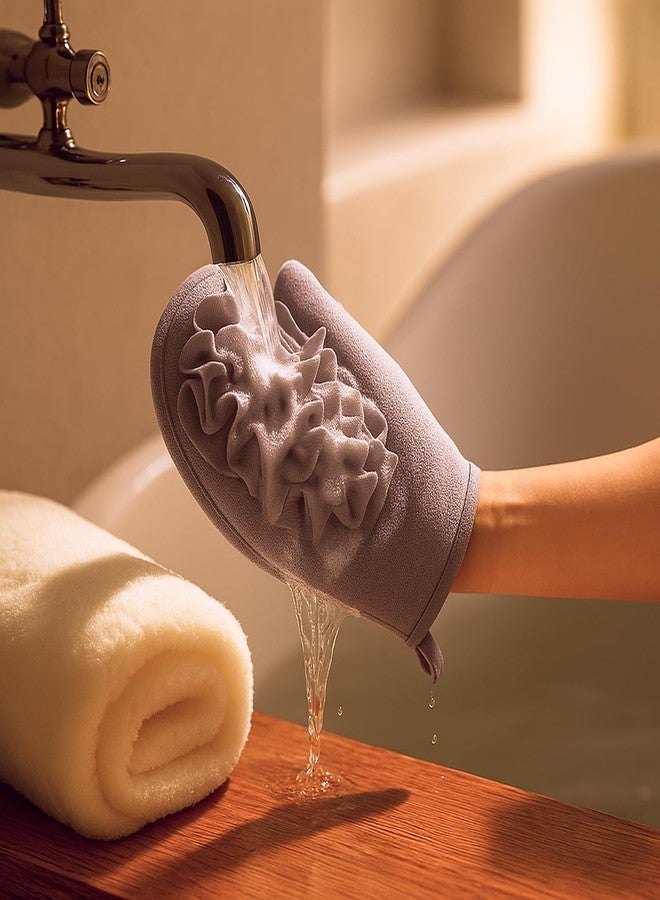 Soko Luxury Exfoliating Body Glove Loofah - Bathing Shower Mitts for Deep Dead Skin Removal | Exfoliator with Premium Ergonomic Design, Tan Removal & Smooth Suitable for Women, Men- Purple - Image 2