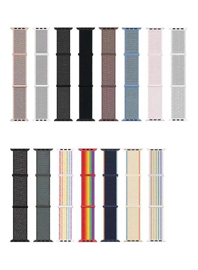 NIBEMINENT Hook and Loop Fastener Dual Section Replacement Watchband For Apple Watch Series 7/6/SE/5/4/3/2/1 38/40/41mm Reflective Black - Image 2