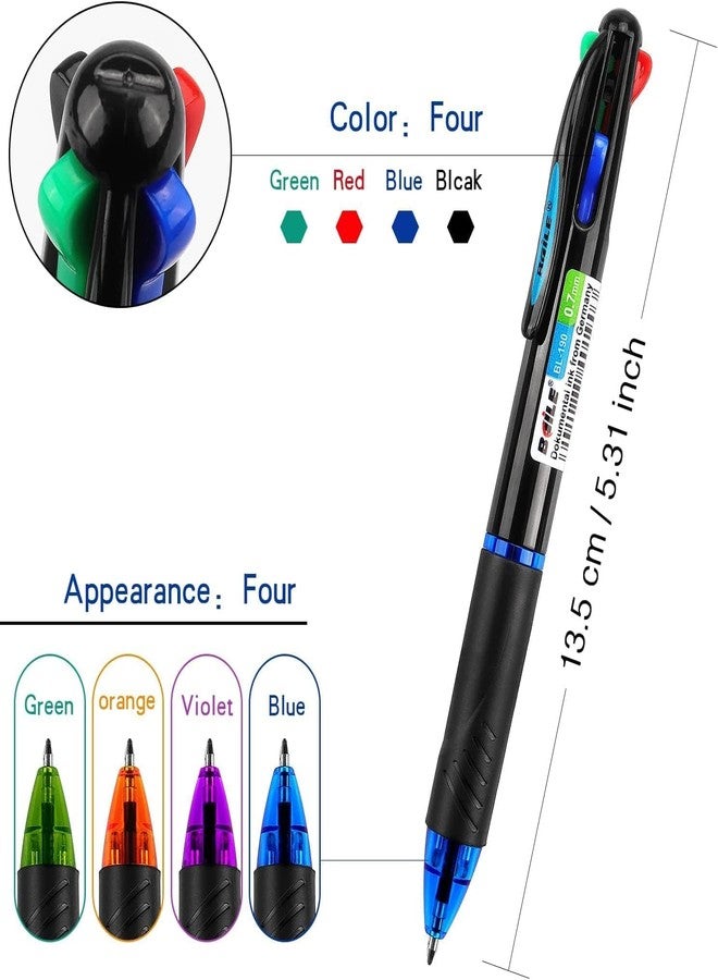 APCATIO 4 In1 Retractable Ball Pen Box Durable Click Off Body 4 Ink Colors In One Pen Ball Point Pens For Office, Student & School Stationery (3PCS) - Image 4