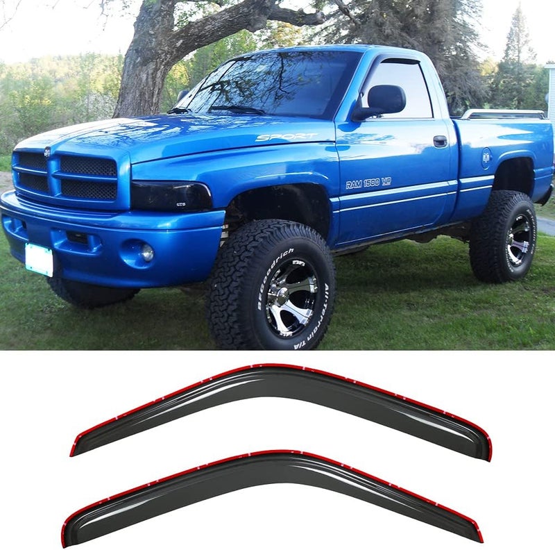 Puermto Side Window Wind Deflector Set for 1994-2001 Ram 1500 & 1994-2002 Ram 2500/3500 - Image 2