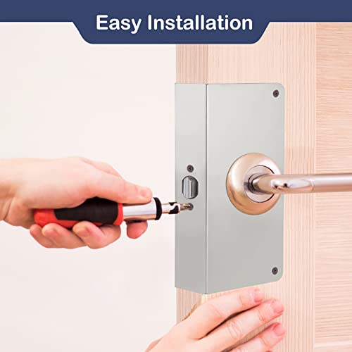 NAUBEA Door Reinforcement Plate, Stainless Steel, Fits 1-3/8" Doors, 2-3/8" Backset, Lock and Door Reinforcer Security, Door Knob/Lock/Latch/Deadbolt Cover Plate, Reinforce and Repair Wood/Metal Doors - Image 5