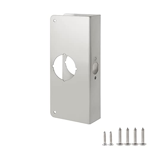 NAUBEA Door Reinforcement Plate, Stainless Steel, Fits 1-3/8" Doors, 2-3/8" Backset, Lock and Door Reinforcer Security, Door Knob/Lock/Latch/Deadbolt Cover Plate, Reinforce and Repair Wood/Metal Doors - Image 1