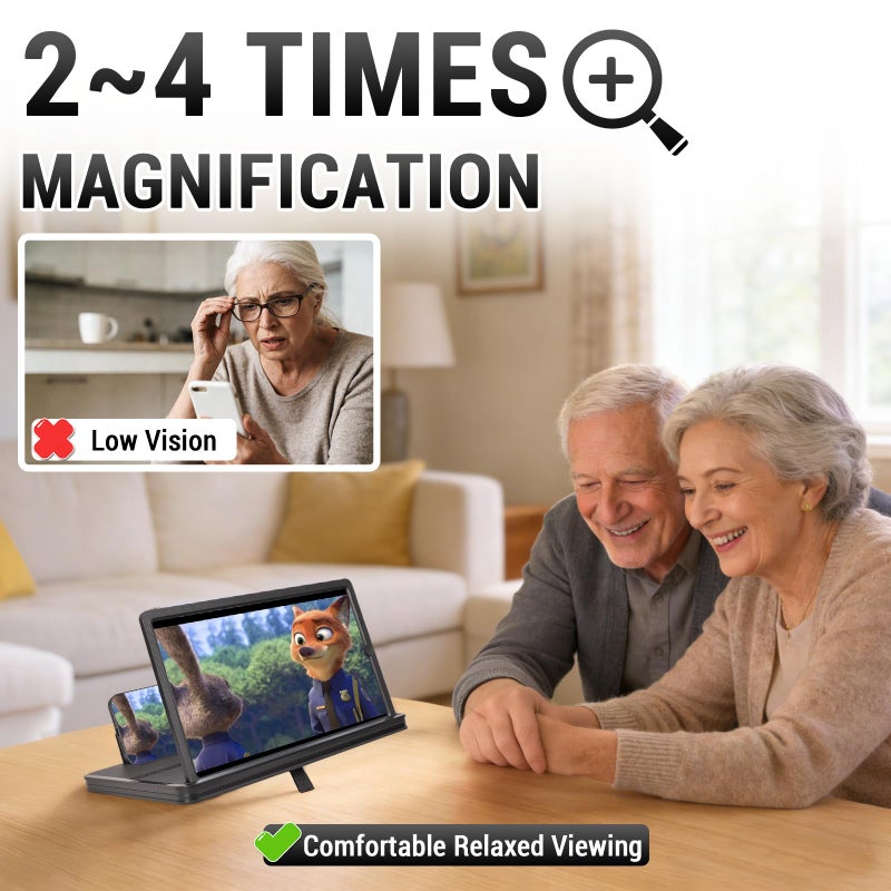 TOSEFES 14" Phone Screen Magnifier, 2026 New 2-in-1 3D HD Portable Projector Screen, Vertical & Horizontal Switch for Movies, Gaming & Live Streaming - Image 3