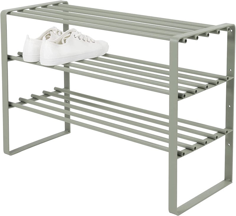 Generic Indian Decor 38438 Entryway 3Tier Metal Shoe Rack Shoe Storage Shelf with epoxy Coating Each Tier Fits 3 Pairs of Shoes Entryway Shoes Organizer in Grey 29 x 70 x 485cm - Image 1