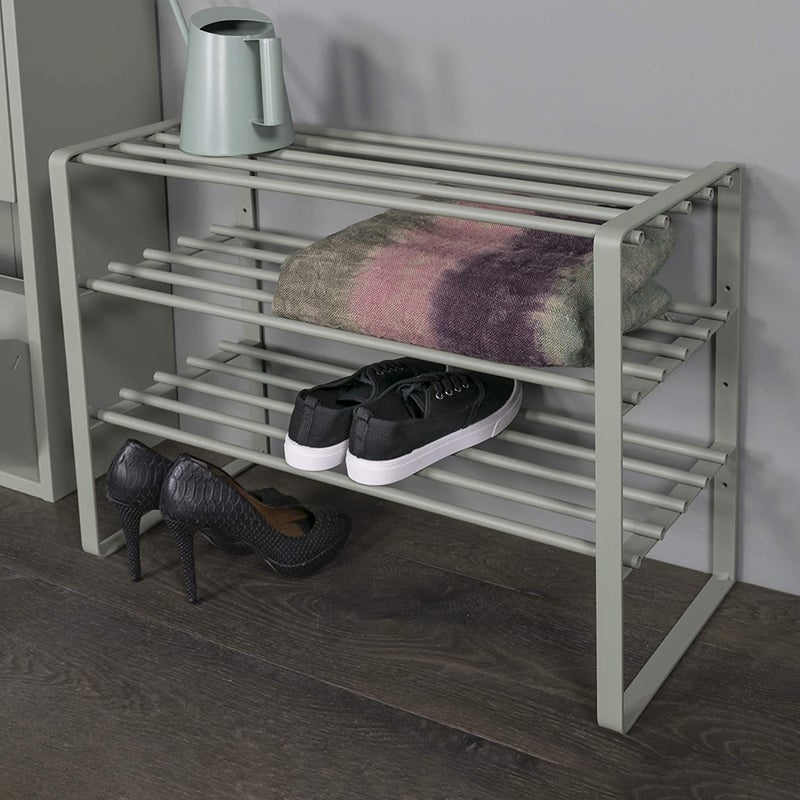 Generic Indian Decor 38438 Entryway 3Tier Metal Shoe Rack Shoe Storage Shelf with epoxy Coating Each Tier Fits 3 Pairs of Shoes Entryway Shoes Organizer in Grey 29 x 70 x 485cm - Image 2