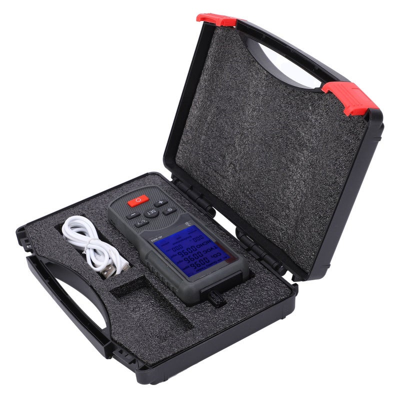 Air Quality Monitor: 5-In-1 CO2 TVOC Temperature Humidity Detector - Mute Button Alarm Setting C/F Switch for Indoor Industrial Testing - Image 4
