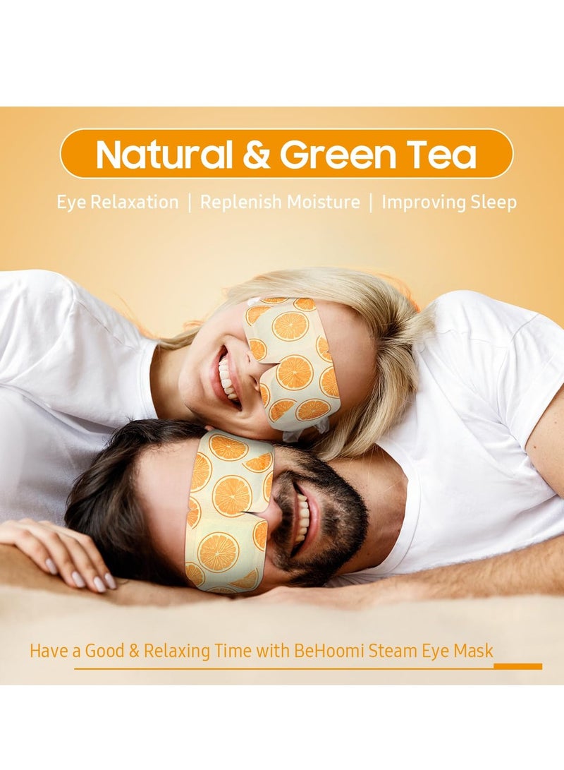 BeHoomi 20 Packs Steam Eye Mask, Heated Warm Compress for Eyes, Disposable Self Heating Eye Mask for Sleep, Travel Essentials & Relaxation Gifts for Women, Stocking Stuffers (Sweet Orange)  - Image 2