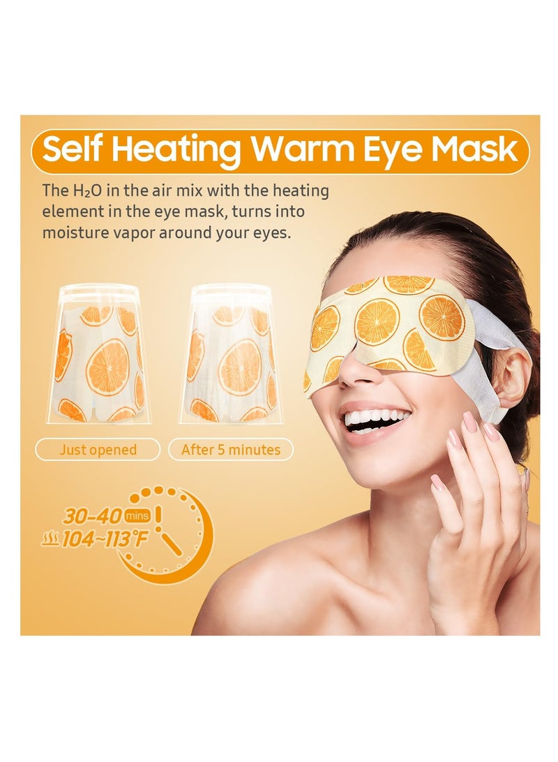 BeHoomi 20 Packs Steam Eye Mask, Heated Warm Compress for Eyes, Disposable Self Heating Eye Mask for Sleep, Travel Essentials & Relaxation Gifts for Women, Stocking Stuffers (Sweet Orange)  - Image 3