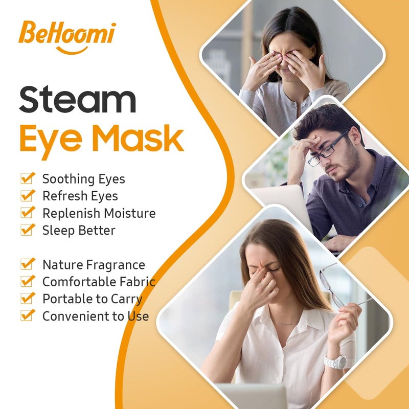 BeHoomi 20 Packs Steam Eye Mask, Heated Eye Mask Warm Compress for Eyes, Disposable Self Heating Steam Mask Sleep, Spa, Travel Essentials & Relaxation Gifts for Women, Stocking Stuffers (Sweet Orange) - Image 3