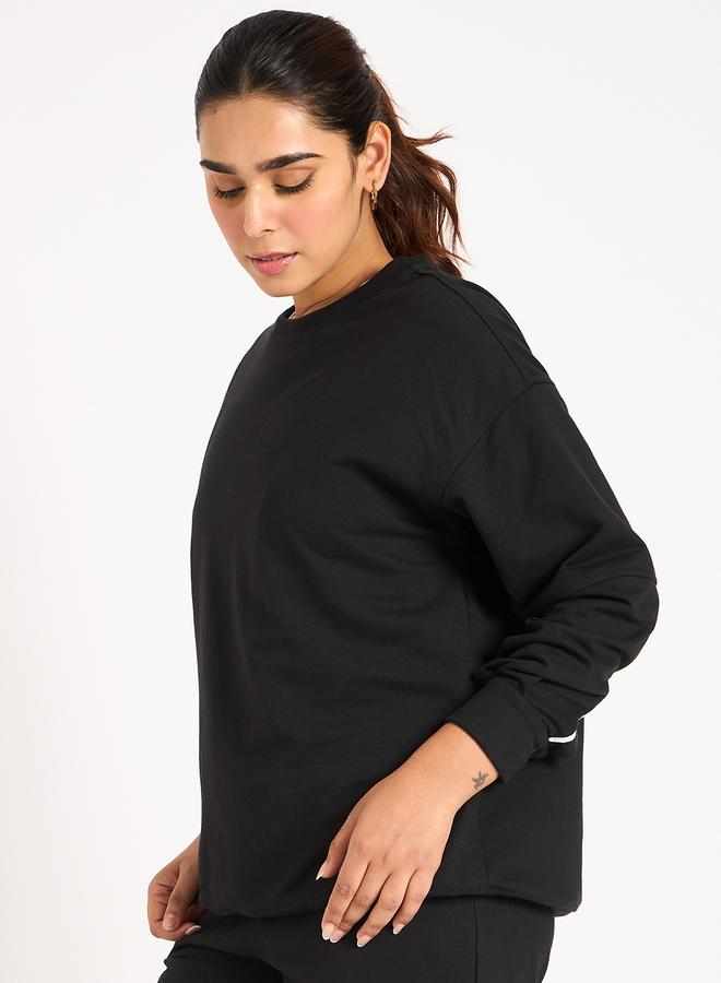Femmella Black Piping Detail Terry Sweatshirt - Image 2