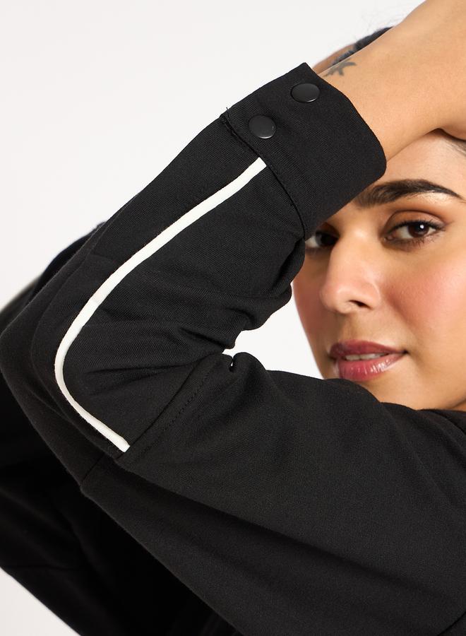 Femmella Black Piping Detail Terry Sweatshirt - Image 4