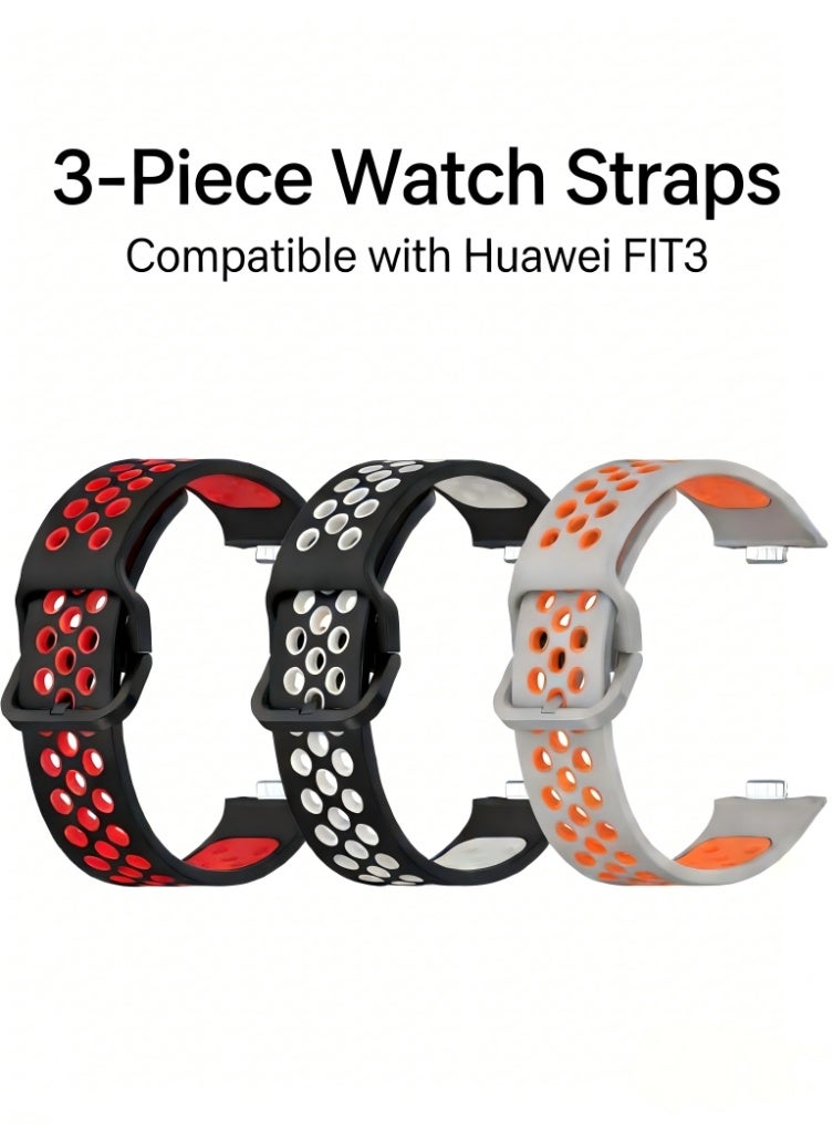 HW 3PCS Strap for HUAWEI Watch Fit 3, Silicone Watchband Replacement Bracelet - Image 1