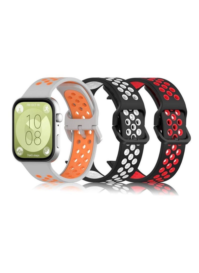 HW 3PCS Strap for HUAWEI Watch Fit 3, Silicone Watchband Replacement Bracelet  - Image 1