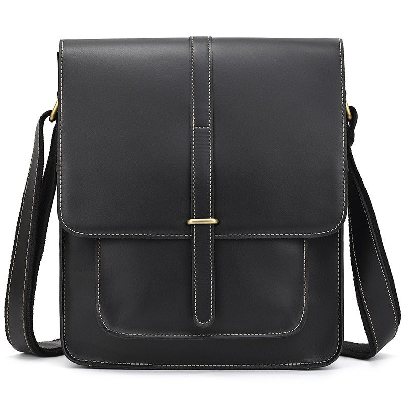 Men'S Genuine Leather Shoulder Bag, Crazy Horse Leather Crossbody Bag, Top Layer Cowhide Flap Shoulder Bag, Ipad Bag, Exclusively For Sales - Image 1