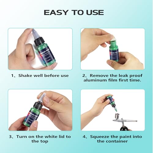 EKOHERR Airbrush Paint 6 Colors, Ready to Spray Airbrush Paint Set, Water-Based Acrylic Air Brush Paints for Metal, Plastic Models, Canvas, Wood, 0.67 Fl Oz/20ml - Image 4