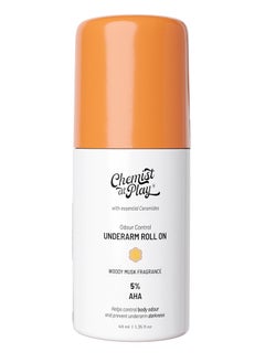 Chemist at Play Chemist at Play UnderArm Roll-On with 5% AHA, Lactic Acid & 1% Mandelic Acid | Prevents Body Odour, Brightens Skin & Exfoliates Underarm | For Sensitive Skin | Woody Musk Fragrance | Alcohol Free-40ml  - Image 1