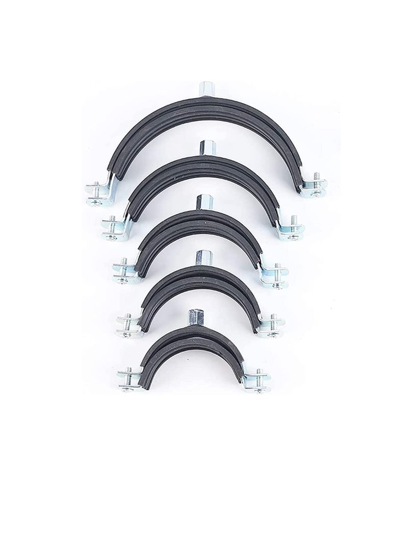 Heavy Duty Adjustable Two-screw Pipe Galvanized Iron (GI) Clamp with Rubber Lined or Unlined for Wall Ceiling Mount Pipe Supports, Split Ring Hanger (2.1/2 Inch, Pack of 5)  - Image 1