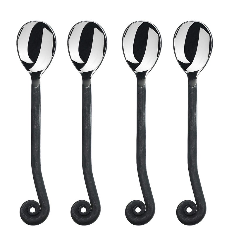 Gourmet Settings - 4-Piece Mini Spoons Set - Treble Clef Collection - Polished/Matte Small Stainless Steel Teaspoons - Demitasse Espresso Cutlery - Dishwasher Safe Flatware (34-900) - Image 5