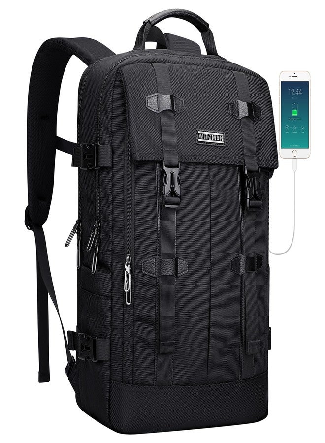 WITZMAN Travel Laptop Backpack for Men Fit 16 inch Computer Carry-on Airline Approved with USB Charging Port(B716 Black) - Image 1