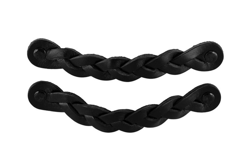Brute Strength Leather Drawer Pulls - Braided Black - 2 Pcs - 6-1/2 x 1'' - Handle for Dresser, Cabinet Knobs - Image 1