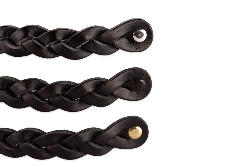 Brute Strength Leather Drawer Pulls - Braided Black - 2 Pcs - 6-1/2 x 1'' - Handle for Dresser, Cabinet Knobs - Image 4