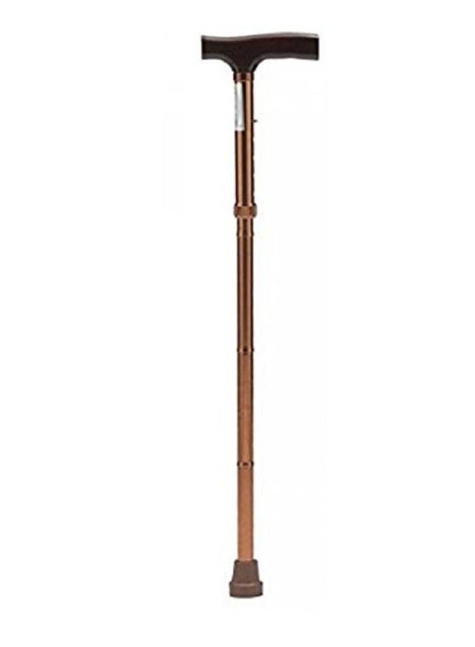 Generic Adjustable Length Folding Walking Stick with Non-Slip Base Made of Aluminum (Copper Color) in L Shape  - Image 1