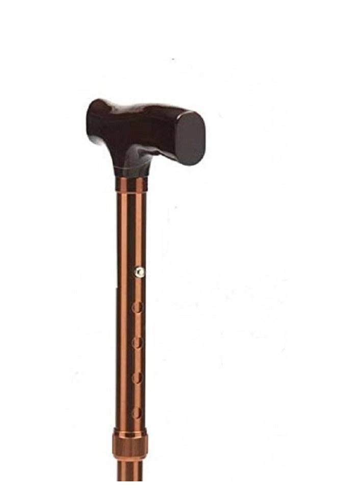 Generic Adjustable Length Folding Walking Stick with Non-Slip Base Made of Aluminum (Copper Color) in L Shape  - Image 2