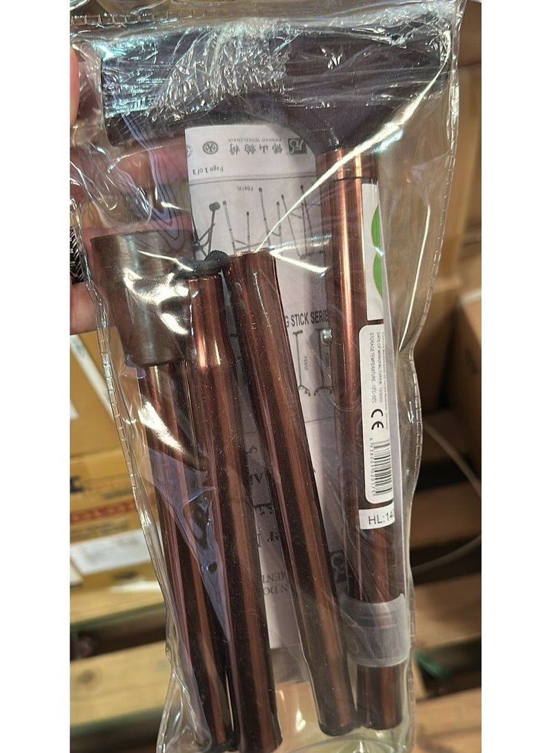 Generic Adjustable Length Folding Walking Stick with Non-Slip Base Made of Aluminum (Copper Color) in L Shape  - Image 3