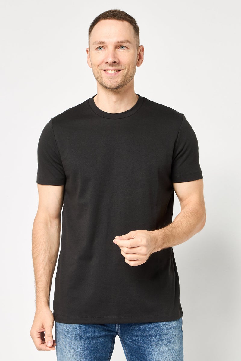 DKNY Men Crew Neck Short Sleeve Plain T-Shirt, Black - Image 1