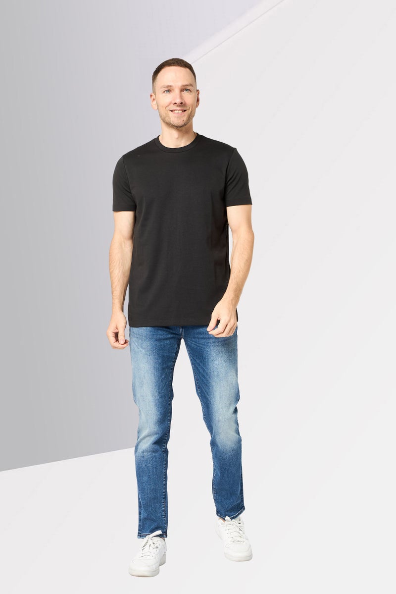 DKNY Men Crew Neck Short Sleeve Plain T-Shirt, Black - Image 2
