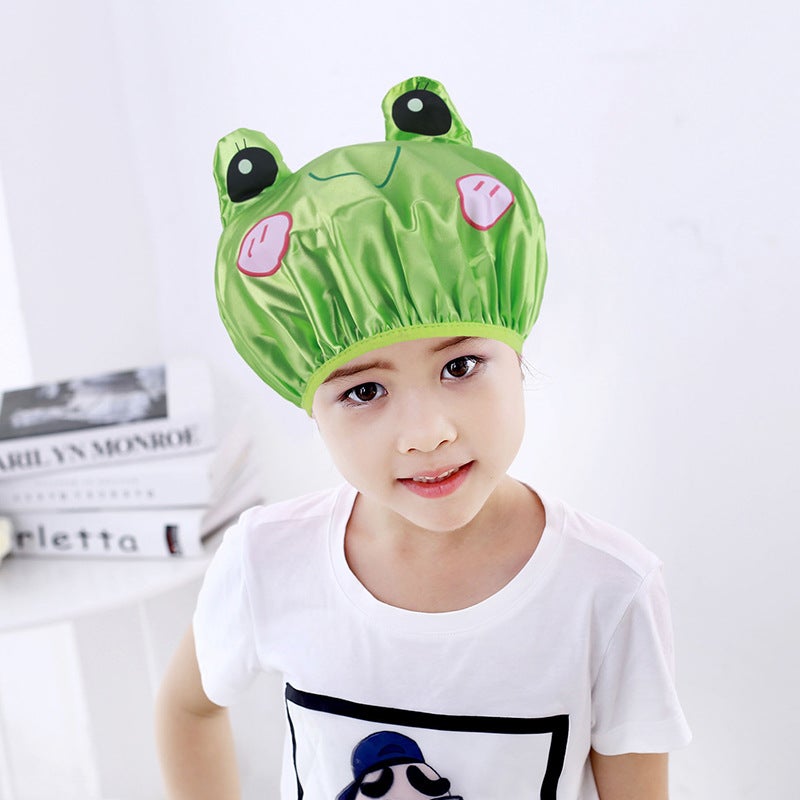 Cartoon Shower Cap Children'S Cute Household Pullover Satin Double Layer Boys And Girls Shower Cap Waterproof Shower Cap - Image 5