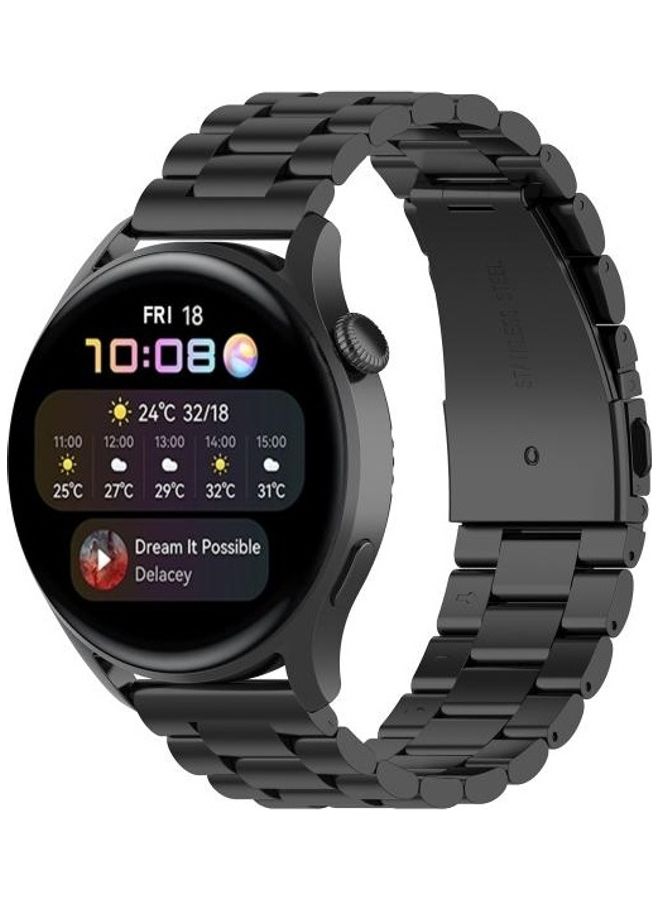 Loquat Three-Beads Steel Replacement Strap Watchband For Huawei Watch 3 / 3 Pro 22mm Black - Image 3