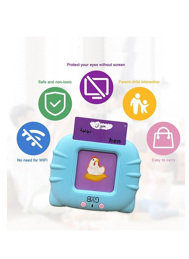 ELTRAZONE - Talking Flash Cards Learning Toys for Toddlers 2 3 4 5 6 Year Old Kids Arabic and English Letters Speech Therapy Word Game Toy Early Enducation Teaching 112 Pcs Cards 224 Words Machine - Image 1
